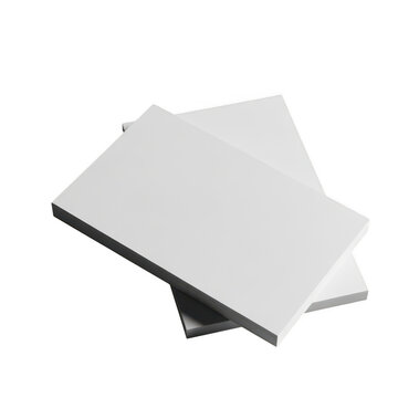 A stack of white index cards isolated on transparent background