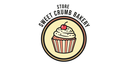 Bakery logo with cupcake design element 1.