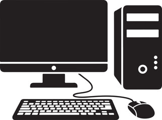 Desktop computer setup with monitor tower keyboard and mouse.