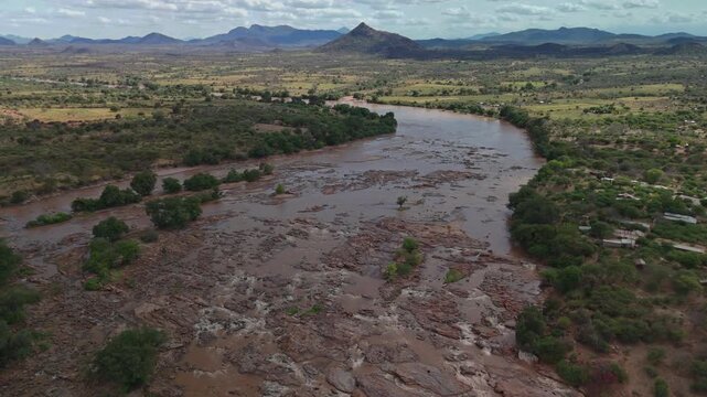 Drone footage of River Tana in Kenya