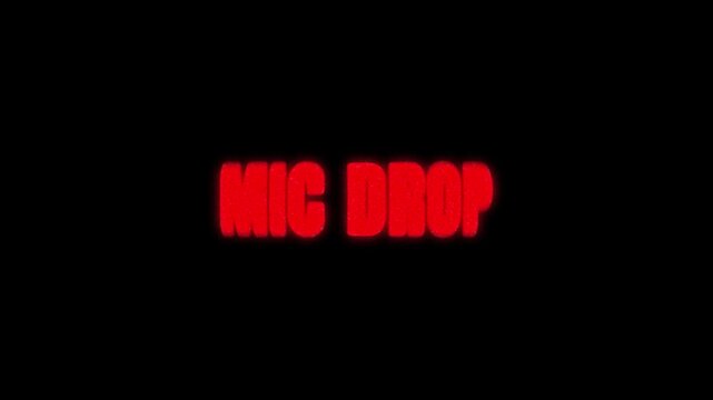 Retro Cinematic "Mic Drop" Title Animation with Vintage Film Grain Texture.