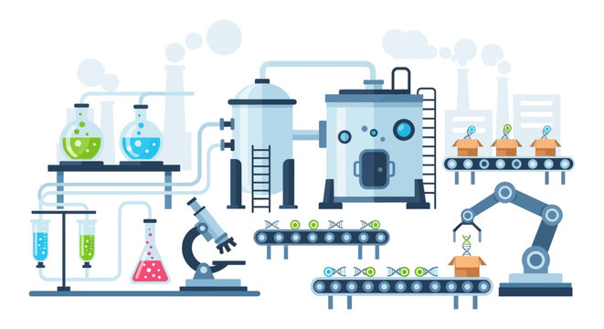 Biotechnology & Genetic Engineering: DNA Production, Lab Research to Automated Industrial Manufacturing Process