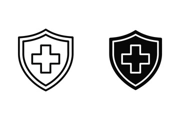 Fototapeta premium Medical Shield Icon - Health Protection and Safety Symbol in Two Styles