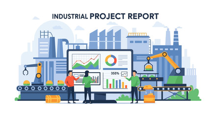 Naklejka premium Industrial Project Report Analysis with Smart Factory Automation & Data Visualization