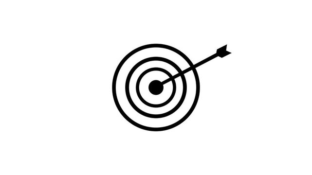 abstract Arrow hitting the center of target - success business concept. business goals achievement, target icon. Motion graphics of business circle arrow