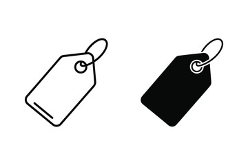 Fototapeta premium Blank Price Tag Icon in Outline and Solid