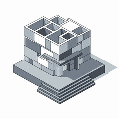 Fototapeta premium Isometric illustration of a modern building.