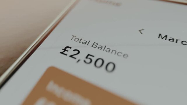 Financial summary, Total Balance is 2500 pound sterling