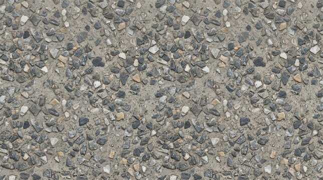 Exposed aggregate concrete floor texture with embedded pebbles and stones