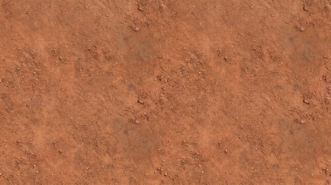Close-up top view of red clay soil texture for seamless dry ground background