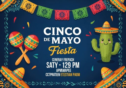 A colorful cinco de mayo fiesta invitation card