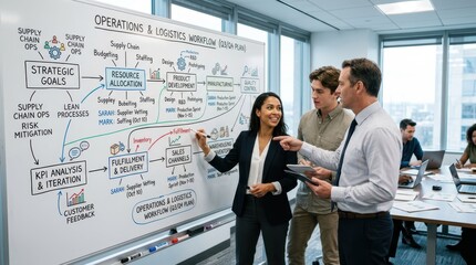Naklejka premium Collaborative Business Meeting on Operations and Logistics Strategy