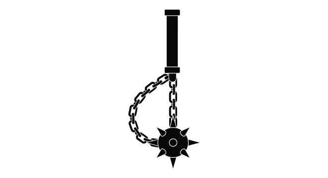 A black silhouette of a medieval flail weapon with a spiked ball