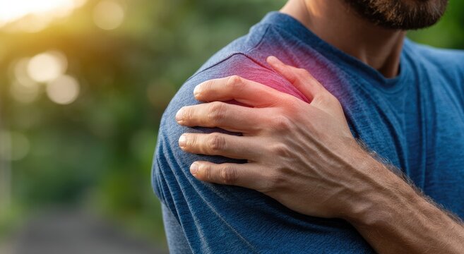 Man Holding Shoulder Experiencing Pain and Discomfort.
