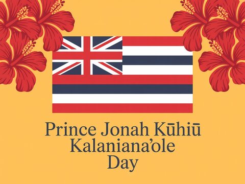 Prince jonah khi kalanianaole day celebration with hawaiian flag and flowers