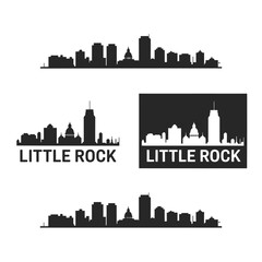 Obraz premium Silhouettes of little rock cityscape and skyline with text elements