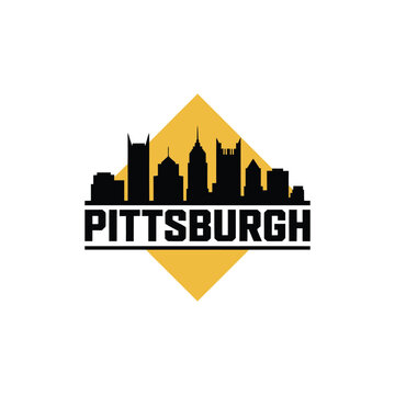 Pittsburgh skyline graphic with bold lettering and a yellow diamond
