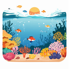 Obraz premium Vibrant underwater coral reef teeming with colorful fish and aquatic life