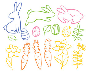 Fototapeta premium set of children illustration for Easter. doodle vector drawing. 