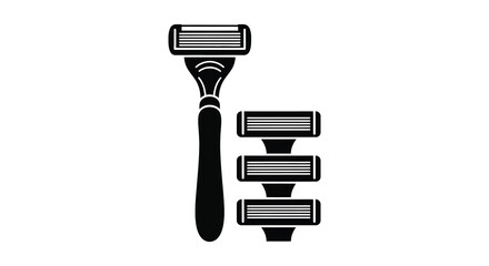 A striking black and white depiction of a modern razor and replacement blades presented as a silhouette © jivect02