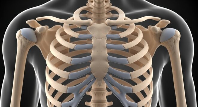 Human Ribcage and Upper Body Skeleton.