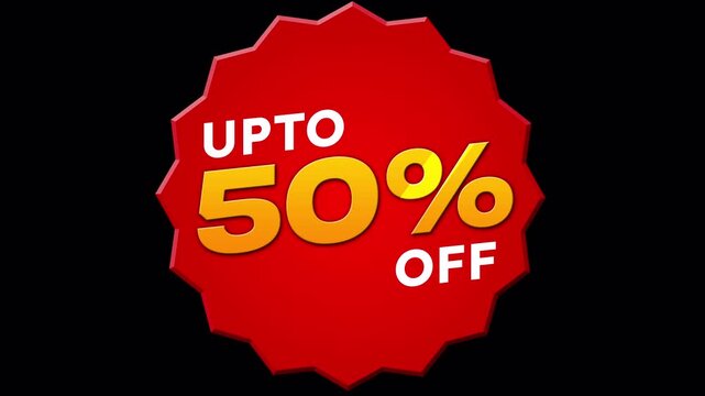 Animated UPTO 50% OFF Red Starburst Promotion