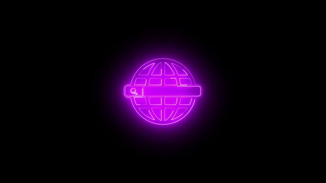 Search Bar Neon Glow Animation 4K , Digital Browser UI Animation