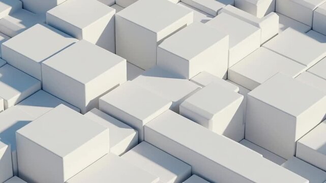 A video showcasing a complex arrangement of white blocks in a 3D structure
