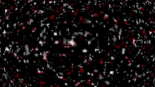 Green binary circuit board structure with glowing digital ring patterns. Looping motion graphics background, 4k.