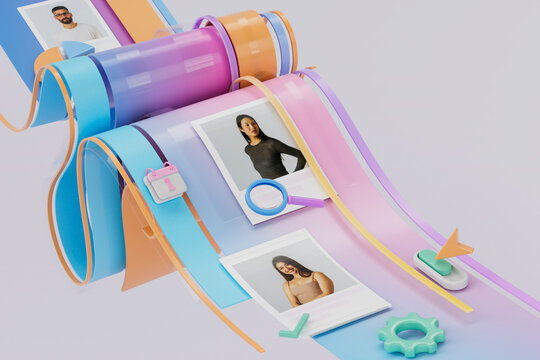 3D candidate search pipeline with profile filter and hiring flow