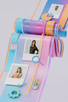 3D talent profile stream with candidate search and analytics path