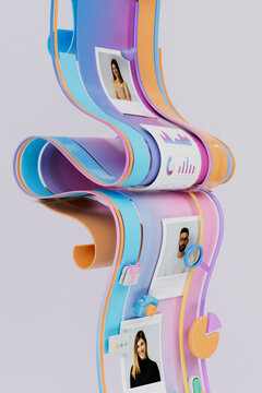 3D candidate profile flow with social analytics and search path