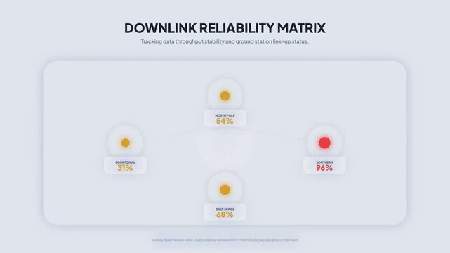 Illustrative visual analysis of network data throughput and system reliability metrics presented in a dynamic performance matrix for operational optimization