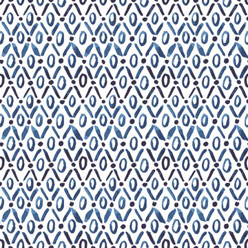 Basic ethnic ornament in blue watercolor