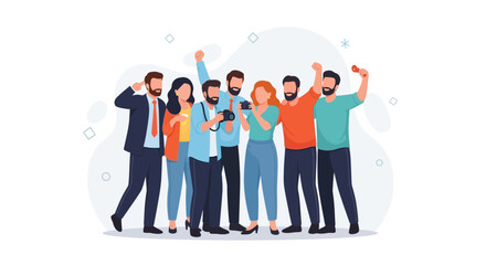 Fototapeta premium Diverse Group of Friends Taking a Selfie with Camera, Celebrating Together