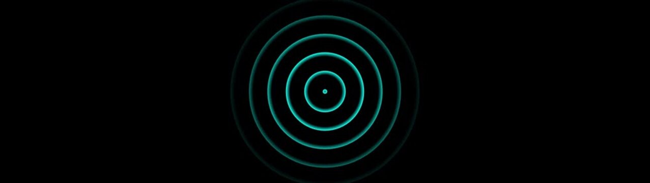 Digital radio waves diffusion animation. Radio waves in circle form. Technology radio waves signal concept.