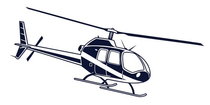 A sleek black helicopter with a white interior and a transparent background.