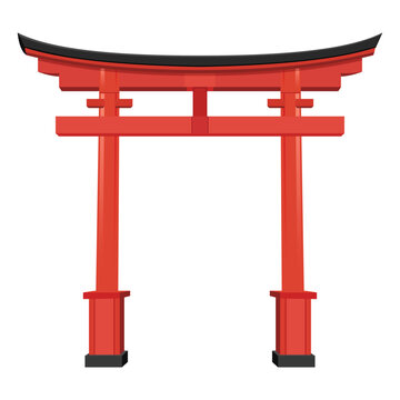 Traditional Japanese Gate in Flat Style isolated on White Background