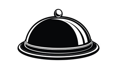 Fototapeta premium Classic silver food cloche serving dish isolated on white background