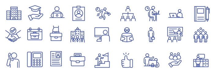 インターンシップに関するラインアイコンセット（線幅変更可能）