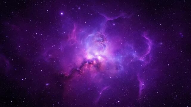 Violet Nebula Galaxy Cosmic Space Scene.