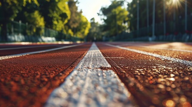 Finishing Line on a Race Track Representing Victory, Competition, Achievement, and the Final Goal, Generative AI