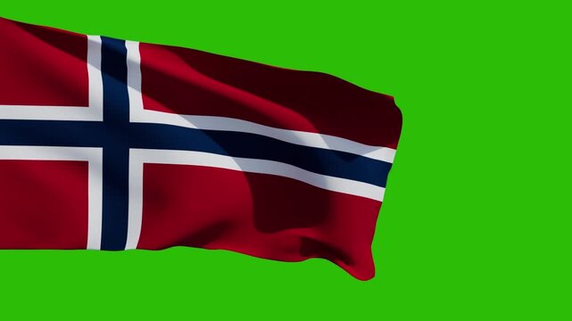 Norway flag animation with green screen background 4k waving flag cloth footage 