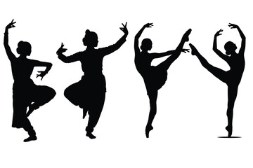 Fototapeta premium silhouettes of dancing girls