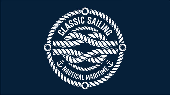Classic Sailing Nautical Maritime Emblem with Rope Knot.