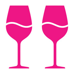 Two pink wine glasses with white wavy lines on a white background symbolizing celebration and luxury