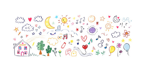 Obraz premium Colorful and diverse icons representing various objects and concepts in a playful manner