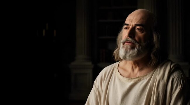 Renaissance Portrait of Socrates with Left Copy Space