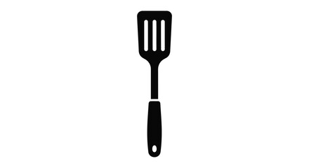 Naklejka premium A simple black silhouette depicts a kitchen utensil a slotted spatula against a white background silhouette high quality