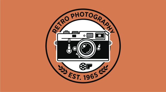Retro Photography Logo with Vintage Camera and Est 1965.